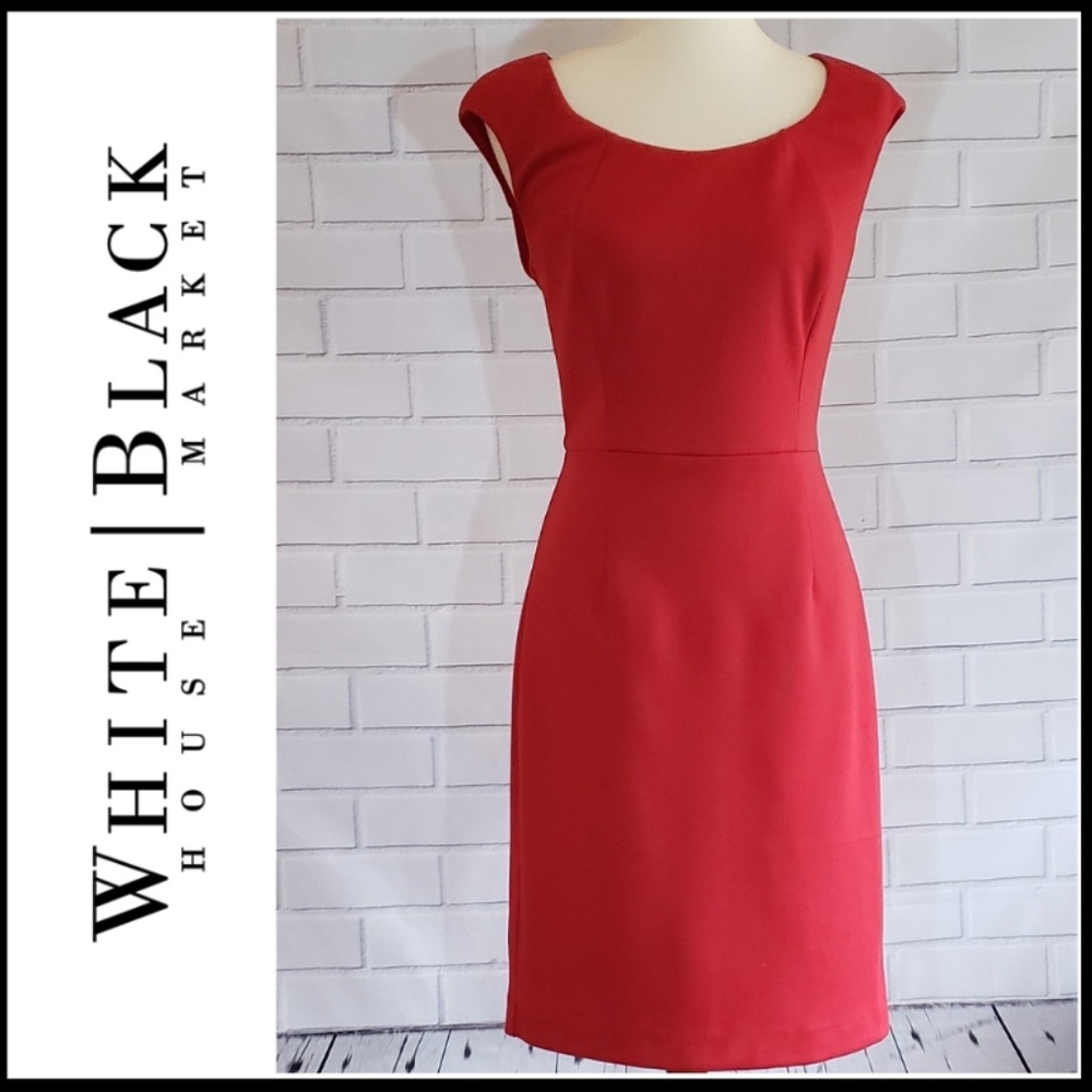 NWT WHITE HOUSE BLACK MARKET Red Sheath Dress - Picture 1 of 4